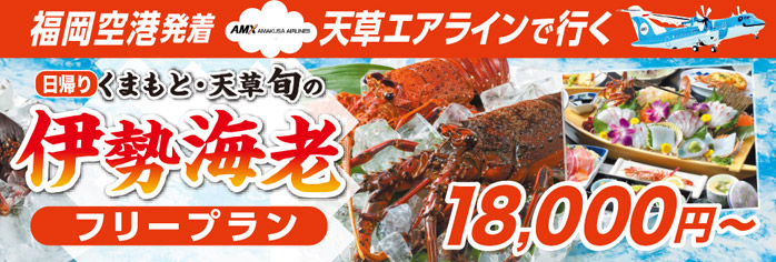 福岡空港発着天草エアラインで行く！日帰り「くまもと・天草旬の伊勢海老」フリープラン